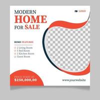 Modern home sale social media post template vector