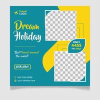 Dream holiday social media post template vector