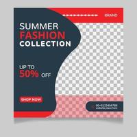 Summer fashion collection sale social media post template vector
