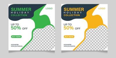 Summer fashion collection sale social media post template vector