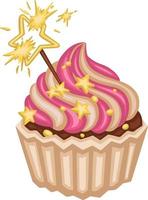 bollo de cupcake dulce, postre de pastel, ilustración dibujada a mano vector