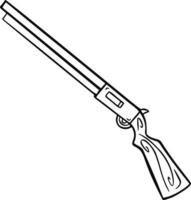 signo lineal en blanco y negro, arma de escopeta de silueta de designación, vector de ilustración dibujado a mano
