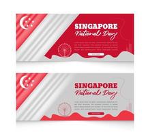 Gradient Singapore national day horizontal banners template set vector