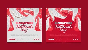 Flat Singapore national day social media post banner illustration design vector