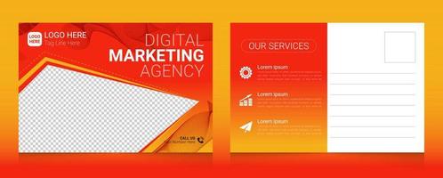 Digital marketing agency postcard template design vector