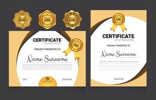 Elegant Certificate Template with best award badge set design vector