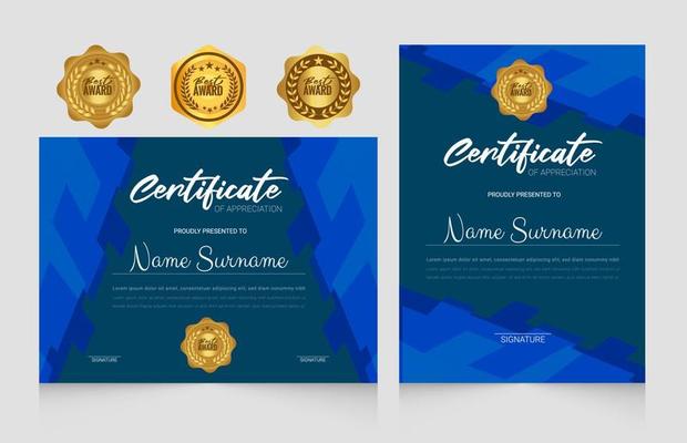 Elegant Certificate Template with best award badge set design