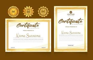 Elegant Certificate Template with best award badge set design vector