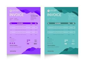 Abstract geometric colorful business invoice template design set vector