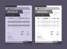 Elegant color invoice template design vector