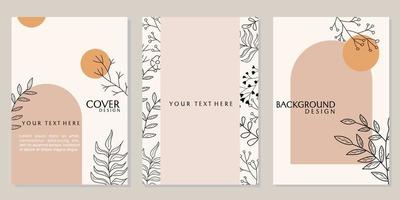 template catalog cover with hand drawn floral ornaments. simple and minimalistic brown background. aesth desain design vector