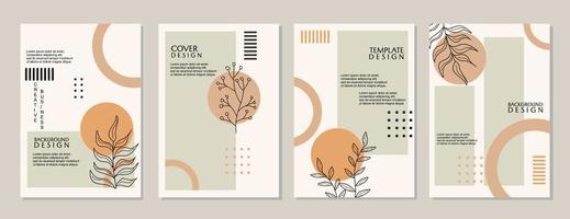 cover template with hand drawn floral ornaments. pastel color background with geometric style. designs for catalogs, brochures vector