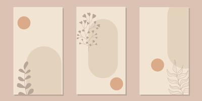 set of story templates for social media aesthetic style. beautiful and elegant brown background. vector