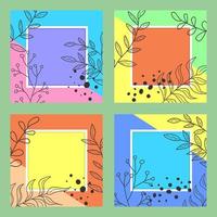 social media post templates. Abstract design with hand drawn floral background. vector