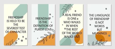 quote design about friendship. design for social media stories. abstract background with hand drawn floral elements vector