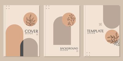 conjunto de diseño de portada estética marrón. diseño de plantilla minimalista y moderno con tonos tierra. para presentaciones, catálogos, folletos vector