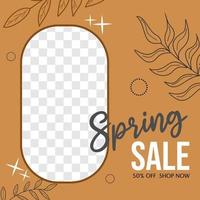 square shaped discount advertising banner vector design. brown background. for social media posts