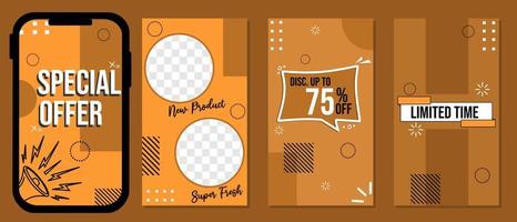 ad design template for social network stories. brown abstract geometric background. flat design for mobile media post vector