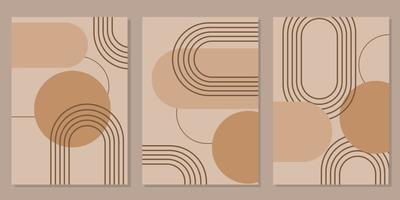 plantilla de portada, decoración de pared de estilo estético marrón. diseño de decoración de interiores simple y minimalista. vector