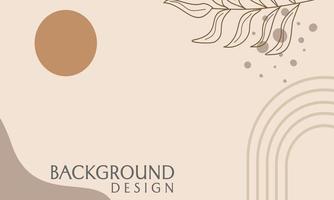 minimalist and simple styled brown abstract background design. design with hand drawn floral elements vector