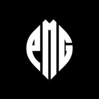 PMG circle letter logo design with circle and ellipse shape. PMG ellipse letters with typographic style. The three initials form a circle logo. PMG Circle Emblem Abstract Monogram Letter Mark Vector. vector