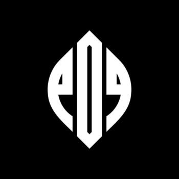 PDQ circle letter logo design with circle and ellipse shape. PDQ ellipse letters with typographic style. The three initials form a circle logo. PDQ Circle Emblem Abstract Monogram Letter Mark Vector. vector