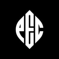 PEC circle letter logo design with circle and ellipse shape. PEC ellipse letters with typographic style. The three initials form a circle logo. PEC Circle Emblem Abstract Monogram Letter Mark Vector. vector