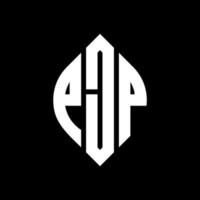Diseño de logotipo de letra de círculo pjp con forma de círculo y elipse. letras de elipse pjp con estilo tipográfico. las tres iniciales forman un logo circular. vector de marca de letra de monograma abstracto del emblema del círculo pjp.