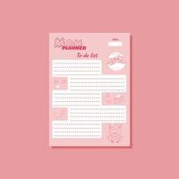 Mom planner pink to do list A4 vector
