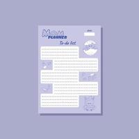 Mom planner blue to do list A4 vector