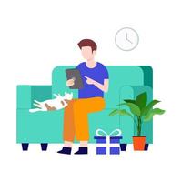 Man sitting on chair and talking.working at home.vector design. vector