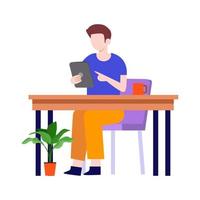 Man sitting on chair and talking.working at home.vector design. vector