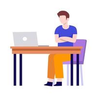 Man sitting on chair and talking.working at home.vector design. vector