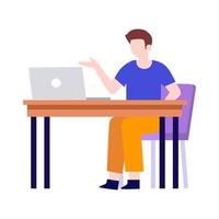 Man sitting on chair and talking.working at home.vector design. vector