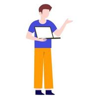 Man standing talking character on white background.vector design. vector