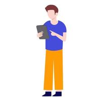 Man standing talking character on white background.vector design. vector