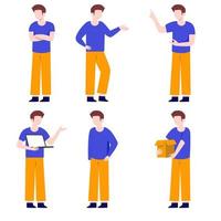 Man standing talking character on white background.vector design. vector