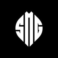 SMG circle letter logo design with circle and ellipse shape. SMG ellipse letters with typographic style. The three initials form a circle logo. SMG Circle Emblem Abstract Monogram Letter Mark Vector. vector