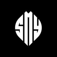SMY circle letter logo design with circle and ellipse shape. SMY ellipse letters with typographic style. The three initials form a circle logo. SMY Circle Emblem Abstract Monogram Letter Mark Vector. vector
