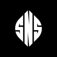 SNS circle letter logo design with circle and ellipse shape. SNS ellipse letters with typographic style. The three initials form a circle logo. SNS Circle Emblem Abstract Monogram Letter Mark Vector. vector