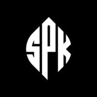 diseño de logotipo de letra de círculo spk con forma de círculo y elipse. spk letras elipses con estilo tipográfico. las tres iniciales forman un logo circular. vector de marca de letra de monograma abstracto del emblema del círculo spk.