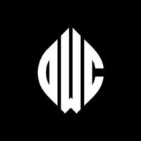 OWC circle letter logo design with circle and ellipse shape. OWC ellipse letters with typographic style. The three initials form a circle logo. OWC Circle Emblem Abstract Monogram Letter Mark Vector. vector