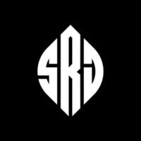 SRJ circle letter logo design with circle and ellipse shape. SRJ ellipse letters with typographic style. The three initials form a circle logo. SRJ Circle Emblem Abstract Monogram Letter Mark Vector. vector