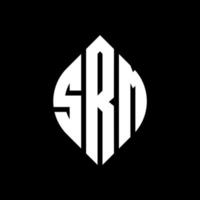 SRM circle letter logo design with circle and ellipse shape. SRM ellipse letters with typographic style. The three initials form a circle logo. SRM Circle Emblem Abstract Monogram Letter Mark Vector. vector