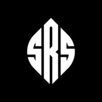 SRS circle letter logo design with circle and ellipse shape. SRS ellipse letters with typographic style. The three initials form a circle logo. SRS Circle Emblem Abstract Monogram Letter Mark Vector. vector