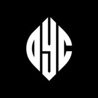 OYC circle letter logo design with circle and ellipse shape. OYC ellipse letters with typographic style. The three initials form a circle logo. OYC Circle Emblem Abstract Monogram Letter Mark Vector. vector