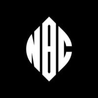 NBC circle letter logo design with circle and ellipse shape. NBC ellipse letters with typographic style. The three initials form a circle logo. NBC Circle Emblem Abstract Monogram Letter Mark Vector. vector