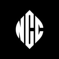 NCC circle letter logo design with circle and ellipse shape. NCC ellipse letters with typographic style. The three initials form a circle logo. NCC Circle Emblem Abstract Monogram Letter Mark Vector. vector