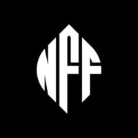NFF circle letter logo design with circle and ellipse shape. NFF ellipse letters with typographic style. The three initials form a circle logo. NFF Circle Emblem Abstract Monogram Letter Mark Vector. vector