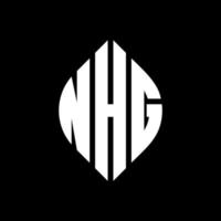 NHG circle letter logo design with circle and ellipse shape. NHG ellipse letters with typographic style. The three initials form a circle logo. NHG Circle Emblem Abstract Monogram Letter Mark Vector. vector